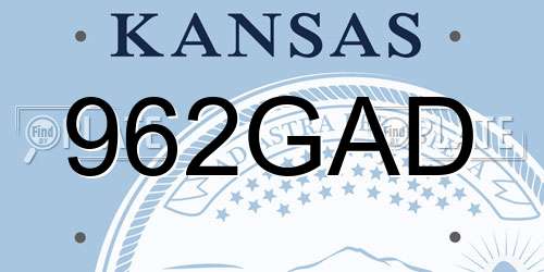 962GAD Kansas License Plate