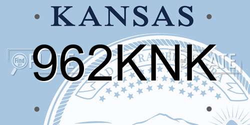 962KNK Kansas License Plate