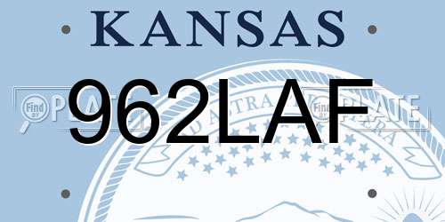 962LAF Kansas License Plate