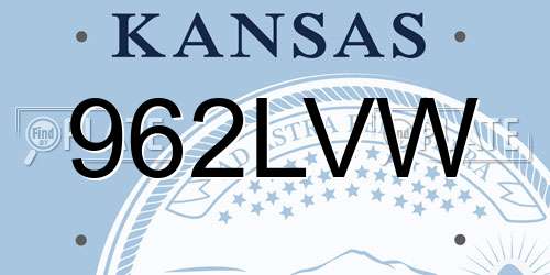 962LVW Kansas License Plate