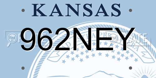 962NEY Kansas License Plate