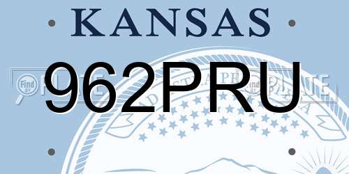 962PRU Kansas License Plate