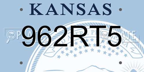 962RT5 Kansas License Plate