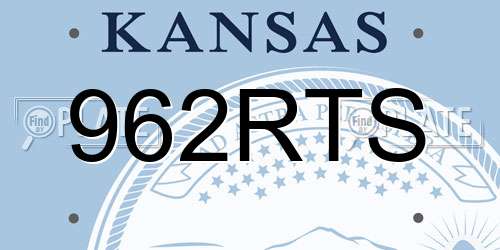 962RTS Kansas License Plate