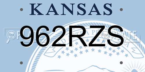 962RZS Kansas License Plate