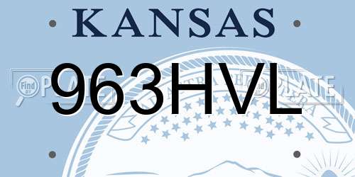 963HVL Kansas License Plate