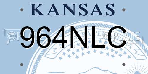 964NLC Kansas License Plate
