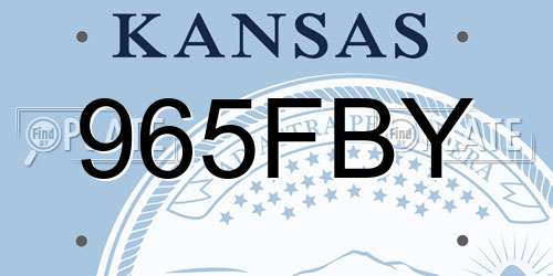 965FBY Kansas License Plate