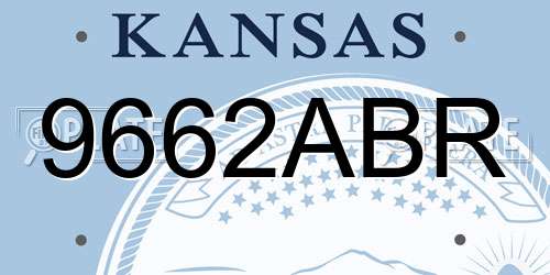 9662ABR Kansas License Plate