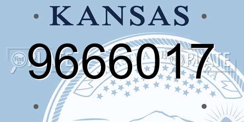 9666017 Kansas License Plate