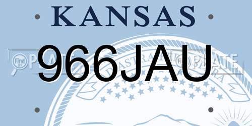 966JAU Kansas License Plate