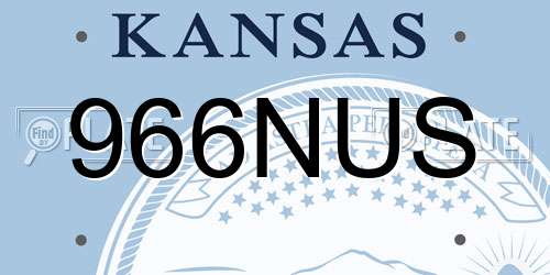 966NUS Kansas License Plate