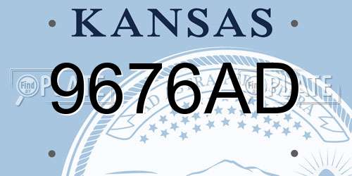 9676AD Kansas License Plate