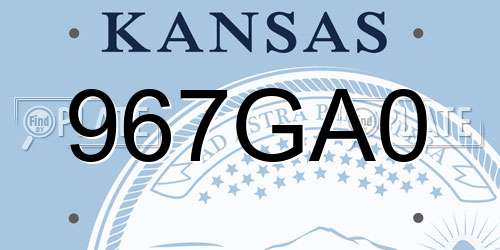 967GA0 Kansas License Plate