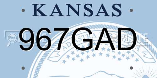 967GAD Kansas License Plate