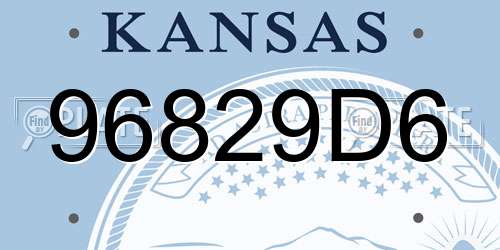 96829D6 Kansas License Plate