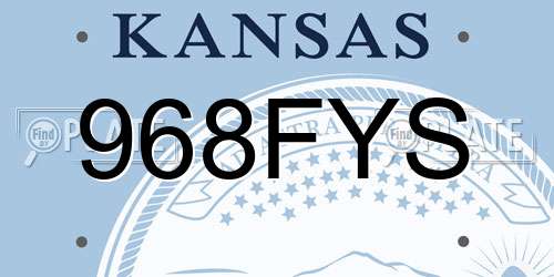 968FYS Kansas License Plate