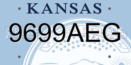 9699AEG Kansas License Plate