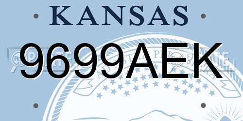 9699AEK Kansas License Plate