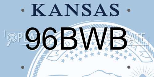 96BWB Kansas License Plate