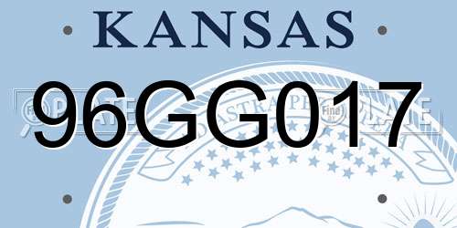 96GG017 Kansas License Plate