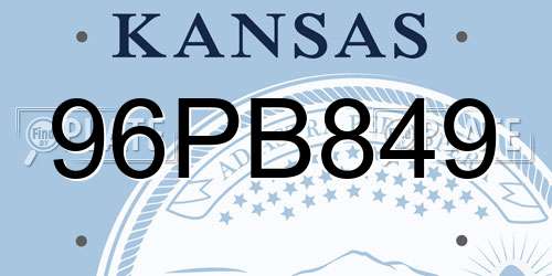 96PB849 Kansas License Plate