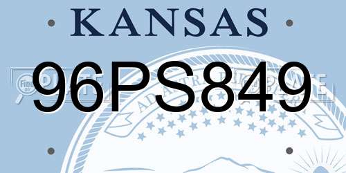 96PS849 Kansas License Plate