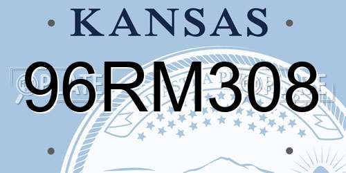 96RM308 Kansas License Plate