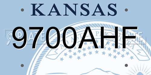 9700AHF Kansas License Plate