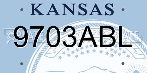 9703ABL Kansas License Plate
