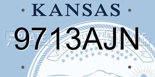 9713AJN Kansas License Plate