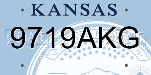9719AKG Kansas License Plate