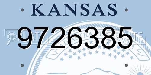 9726385 Kansas License Plate