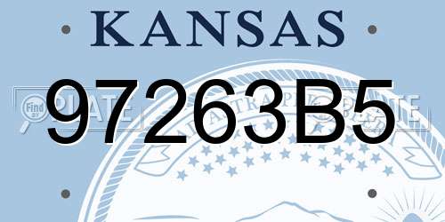 97263B5 Kansas License Plate