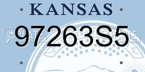 97263S5 Kansas License Plate