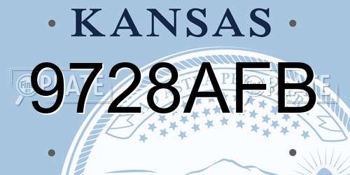 9728AFB Kansas License Plate