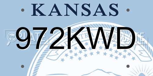 972KWD Kansas License Plate