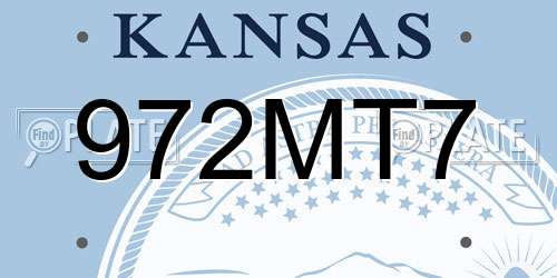 972MT7 Kansas License Plate