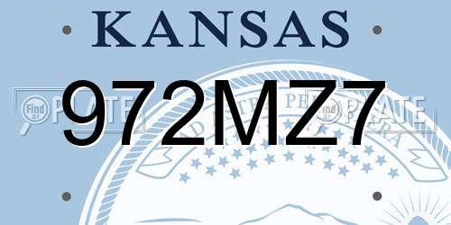 972MZ7 Kansas License Plate