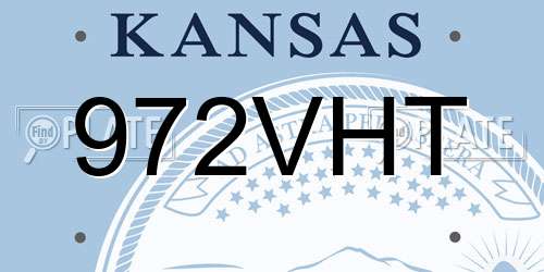 972VHT Kansas License Plate