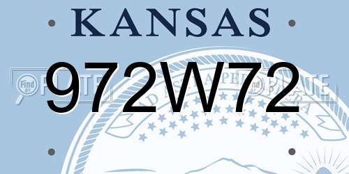 972W72 Kansas License Plate