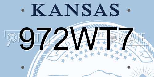 972WT7 Kansas License Plate
