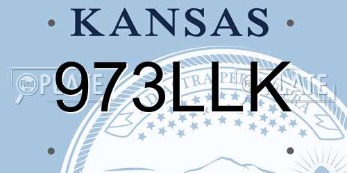 973LLK Kansas License Plate
