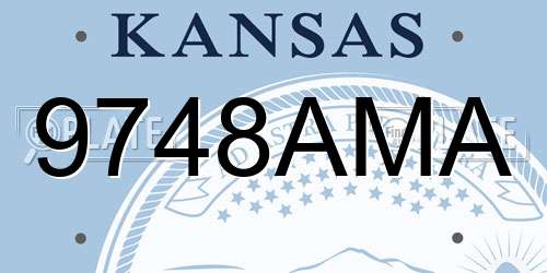 9748AMA Kansas License Plate