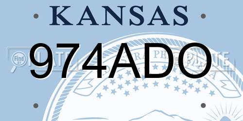 974ADO Kansas License Plate