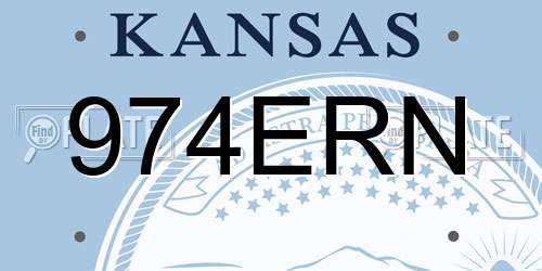974ERN Kansas License Plate