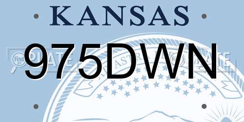 975DWN Kansas License Plate