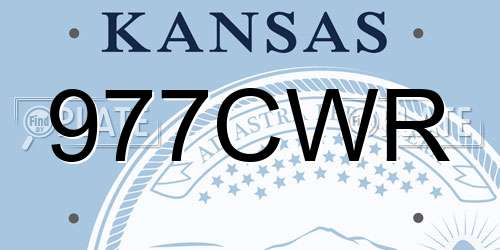 977CWR Kansas License Plate