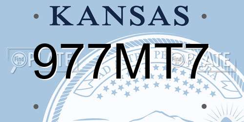 977MT7 Kansas License Plate