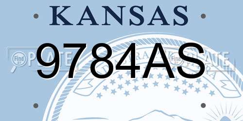 9784AS Kansas License Plate
